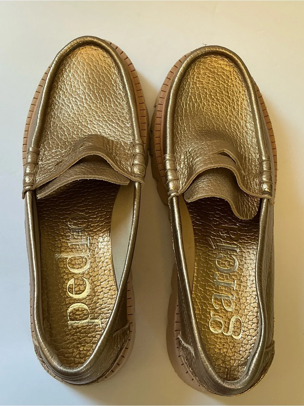 Pedro Garcia Sebas Lug Sole Penny Loafer, Light Gold, size 38 1/2, US size 8.5